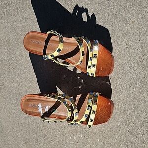 Madden girl yellow studded shoes